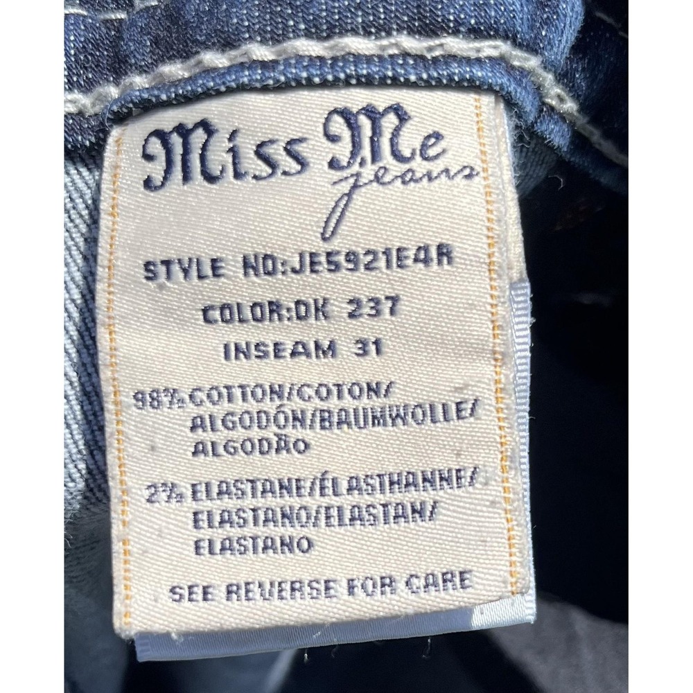 Miss Me Jeans Womens 29 Blue Mid Rise Easy Boot Cross Pocket Stretch Denim - Picture 11 of 12